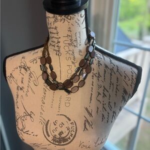 Chunky Brown and Gold Statement Necklace